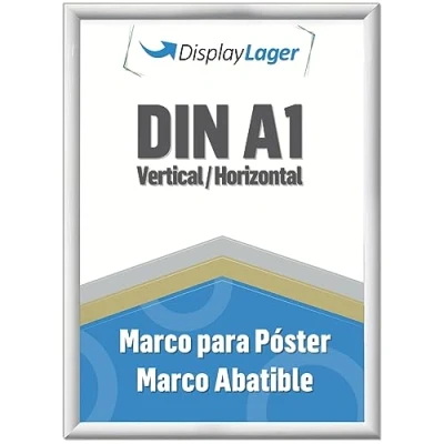 Imagen de DisplayLager Marco plegable A1 blanco con perfil de aluminio 25 mm, cristal protector antirreflectante, material fijación