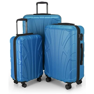 Imagen de Suitline Juego de 3 Maletas, Maleta Viaje Trolley, Maletas Carcasa Dura, TSA, (55 cm, 66 76 cm), 100% ABS, Mate, Azul Cian