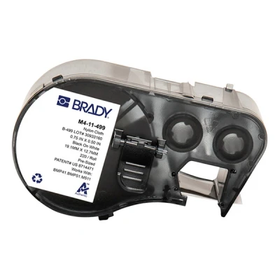 Imagen de M511 Brady M4 11 499 etiquetas de tejido nylon negro sobre blanco 19,05 mm x 12,7