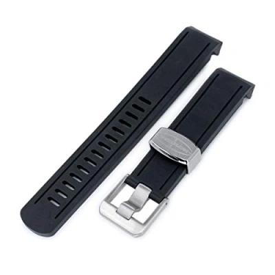 Imagen de Correa de goma curvada negra para Seiko Sumo sbdc001, 20 mm, color azul, Negro , L, Clásico