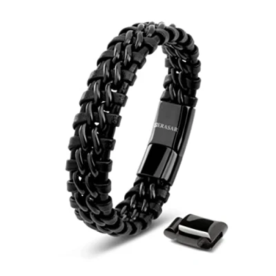 Imagen de SERASAR Regalos Hombre Pulsera 17cm Negro Joyerã&quot;A Pulseras Hombres Brazalete Brazaletes Pulso Muñequera Bisuteria Bisutería Joyeria Nudos Cuerda Cuerdas Bracelet Men Jewellery Ancha