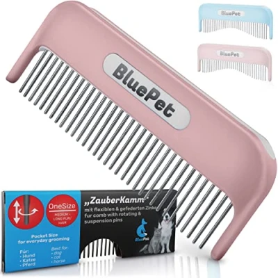 Imagen de BluePet® Peine mágico para perros y gatos Mecanismo patentado de púas giratorias con resortes Elimina suavemente los nudos