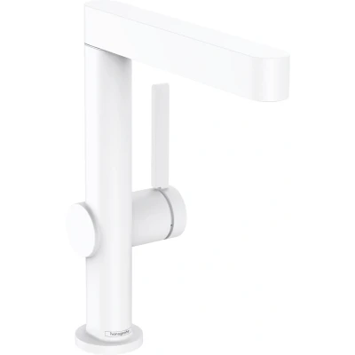 Imagen de hansgrohe Finoris Grifo monomando de lavabo 230, con caño giratorio y vaciador Push Open, blanco mate, 76060700
