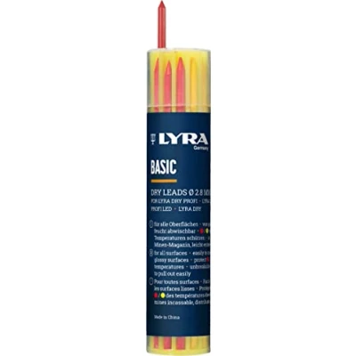 Imagen de Lyra 4499401 Minas de grafito (aptas para todas las superficies, borrable, 12 unidades, 6 color gris, 3 amarillo, rojo)