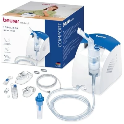 Imagen de Beurer IH 26 Nebulizador y ducha nasal con compresor, inhalador para el tratamiento de enfermedades respiratorias como resfriados bronquitis