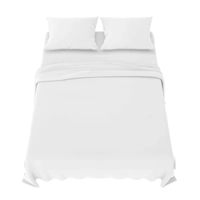 Imagen de Dreamzie Sabanas 150x200 cm Juego de 4 Piezas Poliéster Microfibra Cepillada Sabana Bajera, Encimera Cama y 2 Fundas Almohada (Sabanas 150, Blanco)