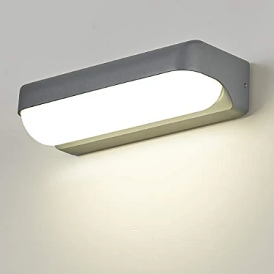 Imagen de Dr.lazy 12W LED lámpara de pared impermeable IP65 moderno Focos aluminio Apliques Bañadores exterior/Interior Blanco Neutra 4000K (Gris/Blanco Neutra)