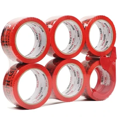 Imagen de WELSTIK 6 rollos de cinta adhesiva para paquetes frágiles, 50 mm x 66 m por rollo