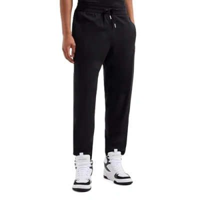Imagen de Armani Exchange Cotton Interlock Jogger with Vertical Logo Tape Pantalones de chándal, Black, M los Hombres