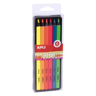 Imagen de APLI 18060 Lápices Jumbo Fluo colores surtidos caja 6 u, Fluor