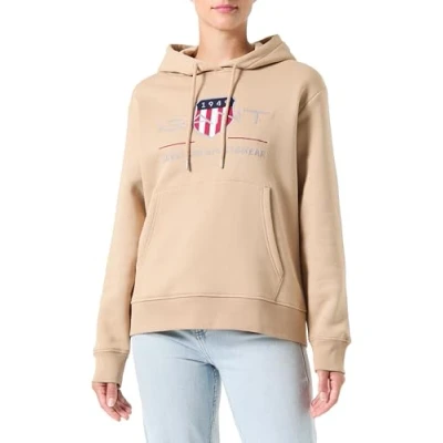 Imagen de GANT Archive Shield Hoodie Sudadera, Mujer, Talla: Small, Caramel beige