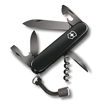 Imagen de Victorinox, Spartan Onyx Black, Navaja Multiuso Suiza, Cuchillo bolsillo, Regalo, 13 Funciones, Hoja grande, Sacacorchos