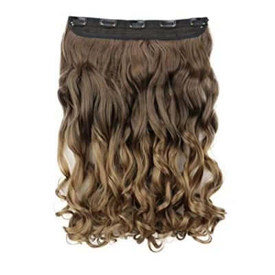Imagen de CAISHA 40cm Clip En Extensiones De Cabello Postizo Ondulado Mezcla Marrón Ombré C74 1
