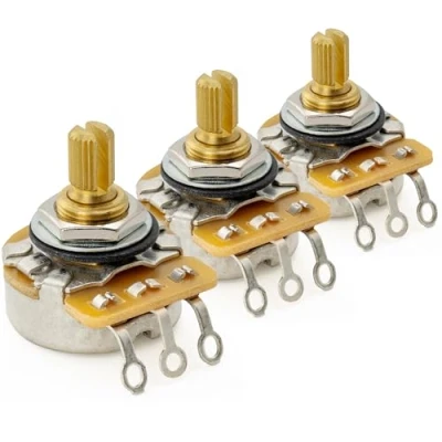 Imagen de CTS 450G A250K Potenciómetros Latón Corto Split Shaft 1/4 Pulgada 10% Audio Taper Poti para Guitarra Eléctrica Bajo(Set de 3)