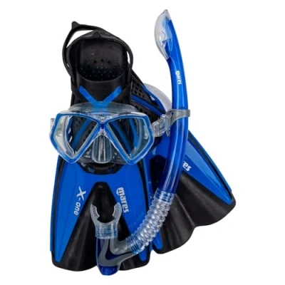 Imagen de Mares Aquazone Set X One Pirate, Conjunto con Máscara Tubo y Aletas de Snorkel Niños, Unisex, Azul, S