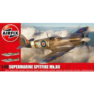Imagen de Airfix Model Set, A05117A Supermarine Spitfire MK.XII Building Kit, Kits de avión Modelo plástico para Adultos y niños Mayores 8 años, el Juego Incluye bebederos calcomanías