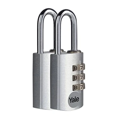 Imagen de Yale YE3CB/20/121/2/S Candado de Combinación Aluminio 20 mm PK2 con Efecto Plata