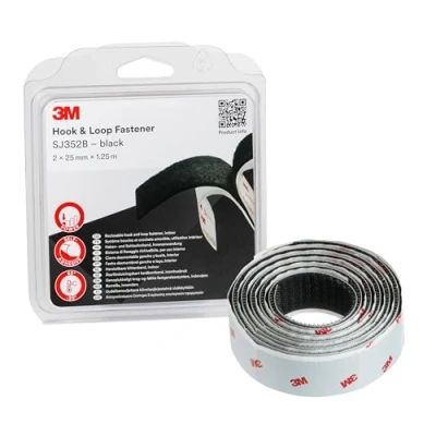 Imagen de 3M Sistema de cierre reposicionable SJ352Bbk es una alternativa sencilla a cremalleras, tornillos, broches, enganches, pasadores 2 X 25mm 1.25m, negro (1 unidad)