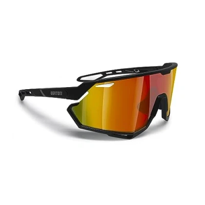 Imagen de BERTONI Gafas Deportivas Ciclismo MTB Running para Hombre y Mujer en TR90 Lente Ancha Antivaho 100% Protección UV mod. ALPHA (Negro Mate/Negro Brillante Roja Dorada Espejada)