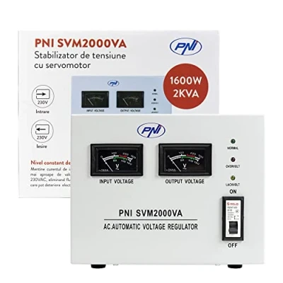 Imagen de estabilizador de voltaje PNI SVM2000VA con servomotor, 1600W, 7.2A, corrientes alida 230V