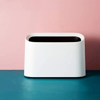 Imagen de AYADA Cubo de Basura Mesa Plastico, Papelera Escritorio Mini Bote Reciclar Basura, Maquillaje Lápiz Cubo, Reciclaje Trash Can Bin Recycle Usado en Oficina, Hogar, Escritorio(Blanco