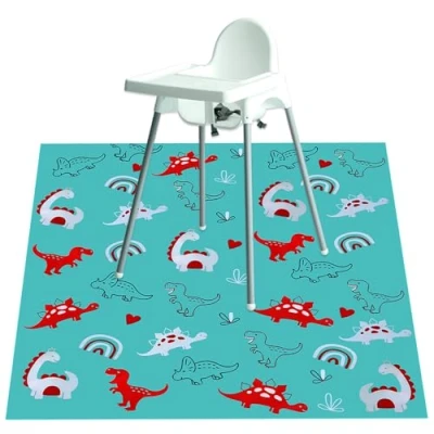 Imagen de No más desorden Splash Mat para debajo de la trona Alfombrilla PVC suelo, ideal como cubierta alimentación alfombras y fácil limpiar