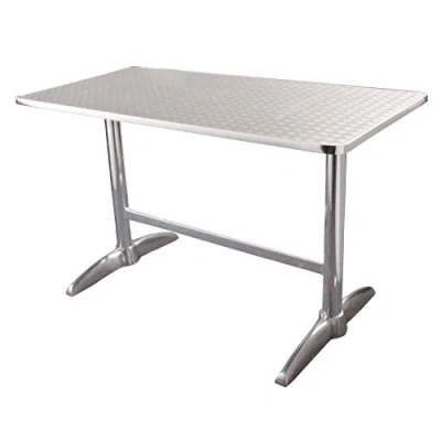 Imagen de Bolero u432 rectangular pedestal mesa, tablero de acero inoxidable y borde aluminio, 1200 mm x 600 mm), color plateado
