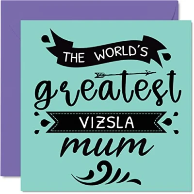 Imagen de Stuff4 tarjetas de cumpleaños para ella del perro World&#039;s Greatest Vizsla Mum Tarjeta feliz mascota, regalos mamá perro, 145 mm x mm,