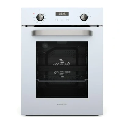 Imagen de Klarstein SmartSlim Horno Eléctrico Empotrable 49L, 9 Funciones, Temporizador Digital, Limpieza a Vapor, Grill Ventilado, Cristal Negro, Clase Energética A, 45 cm