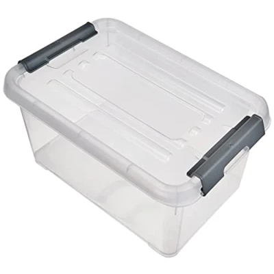 Imagen de Curver Caja de almacenamiento Handy Plus con tapa 6 litros en color transparente y plateado, 24 x 16 14 cm