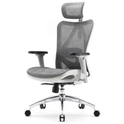 Imagen de SIHOO M57 Silla de Oficina ergonómica con reposabrazos 3 vías, Soporte Lumbar y reposacabezas Ajustable, función inclinación Respaldo Alto, Color Blanco