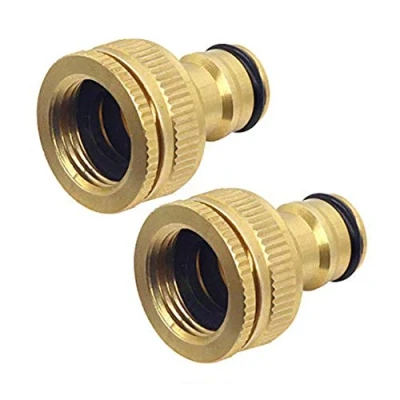Imagen de Hydrogarden 2 Piezas de Conector Grifo Manguera Latón, 1/2 Pulgada y 3/4 en 1 Hembra Adaptador Rosca