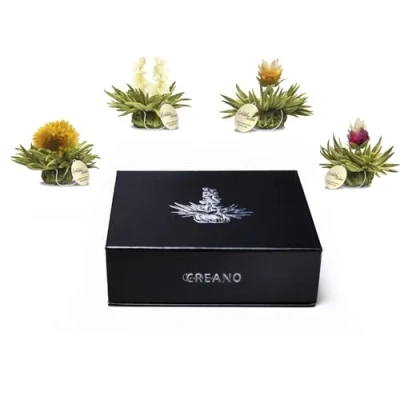 Imagen de Creano Mix de 6 Flores Té Télini en Caja Elegante y Magnética con Relieve Plata Blanco