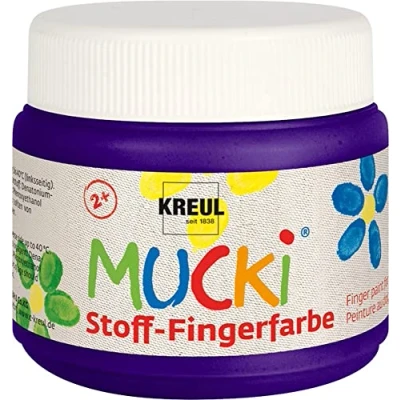 Imagen de KREUL 28110 Mucki pintura luminosa para dedos de tela, 150 ml en violeta, a base agua, sin parabenos, gluten, lactosa y vegana, ideal usar con los