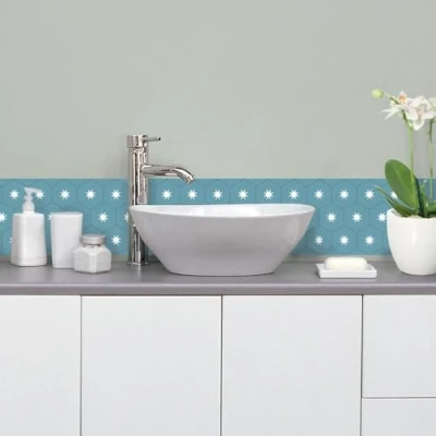 Imagen de DRAEGER PARIS 1886 Azulejos adhesivos para pared Ideal cocina y baño Lote de 6 cuadrados tomettes (15 x 15 cm) Color Azul (75009149)