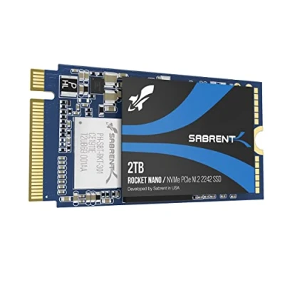 Imagen de SABRENT 2242 M.2 NVMe SSD 2TB, Interno 2500 MB/s de Lectura, 42 mm PCIe 3.0 X4, Unidad Estado sólido Interno, Alto Rendimiento Compatible con Todos los PCs, NUCs y portátiles (SB 1342 2TB)
