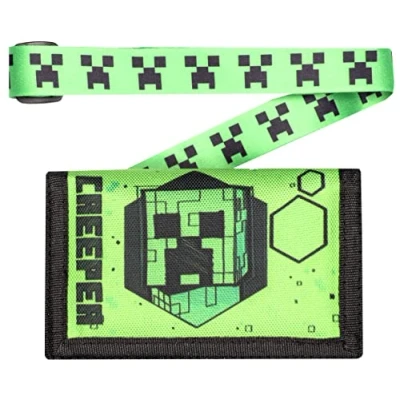 Imagen de Minecraft Cartera para Niños Monedero Niños/Niñas Billetera Verde de Juegos Video del Creeper Cordón Regalos Mercancía Oficial