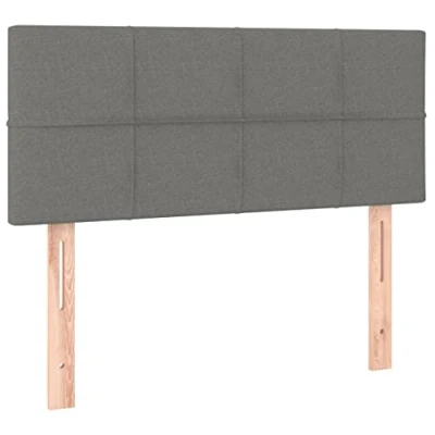 Imagen de vidaXL Cabecero con Luces LED de Cama Cabezal Tapizado para Individual Mueble Dormitorio Interior Tela Gris Oscuro 90x5x78/88 cm