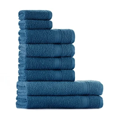 Imagen de Tuiste Juego de Toallas Azul Petróleo 8 Piezas, 2 Baño (70x140) + 4 Manos (50x90) para la Cara (30x50), Súper Suave y Altamente Absorbente, Lujosas 100% algodón