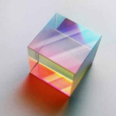 Imagen de Huyiko Colorido Combinar Splitter Cruz Cubo Dicroico RGB Prisma Óptica Triangular Cristal Óptico Para Enseñar Luz Física Espectro 20mm