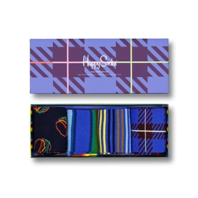 Imagen de Happy Socks 4 Pack Navy Set, coloridos y alegres, calcetines para hombre mujer, Azul (36 40)