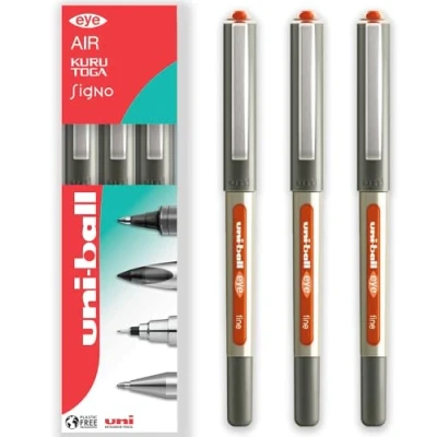 Imagen de uni ball EYE UB 157 Bolígrafos de punta redonda 0,7 mm, en caja regalo, 3 unidades, color naranja