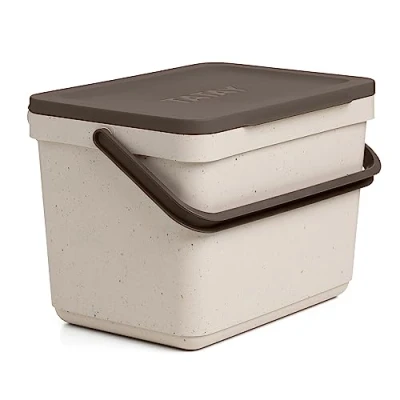 Imagen de TATAY Cubo de Basura para Residuos Orgánicos, 6L Capacidad, Polipropileno, Hecho con Materiales 100% reciclados. Color Beige. Medidas 26,5 x 19 18,5 cm