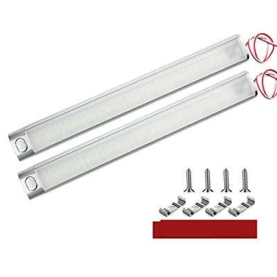 Imagen de Intckwan Plafon LED 12V Autocaravana, Luz 12v, Tira Interior Lampara, 6000K Blanca, Luces Coche para RV Caravana Camper Furgoneta Barco Techo Camión(2 Piezas)