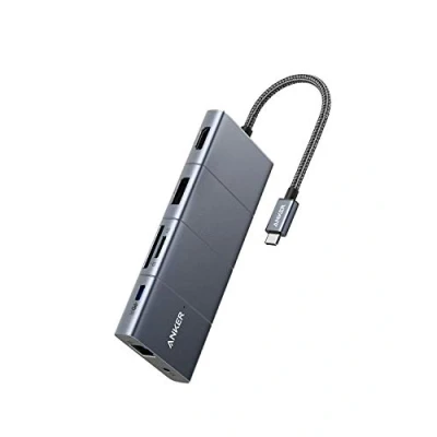 Imagen de Hub USB C Anker PowerExpand+, adaptador 11 en 1, HDMI y DP 4K a 60 Hz, Power Delivery de 100 W, 1 C, 3 puertos datos A, Ethernet Gb/s, audio 3,5 mm, lector tarjetas SD/microSD