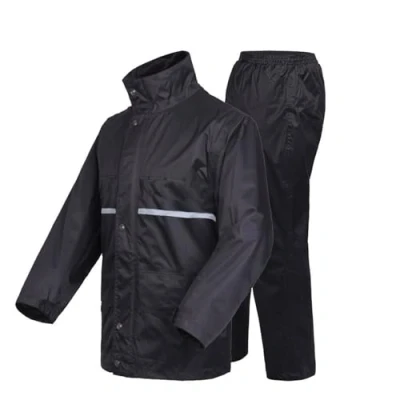 Imagen de Susy Shop Traje de lluvia completo impermeable para moto, scooter, bicicleta, cortavientos, con capucha, en varias tallas, Negro , XL