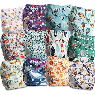 Imagen de Littles and Bloomz pañal reutilizable con bolsillo para bebé, de tela tamaño estándar, 12 pañales, FLP2 1202