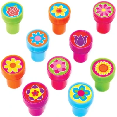 Imagen de Baker Ross FC729 Sellos de Flores Set 10, almohadillas tinta para niños