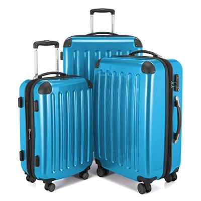 Imagen de HAUPTSTADTKOFFER Alex Tsa R2 Juego de 3 maletas, Maletas rígidas, Trolley, Equipaje viaje mate, Set viaje, TSA, 4 ruedas dobles (S, M y L), Azul cian