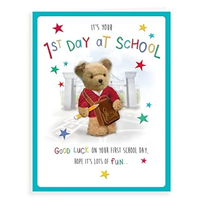 Imagen de Regal Publishing Bonita tarjeta escolar para el primer día en la escuela, 20,3 x 15,2 cm, C80980, color verde azulado